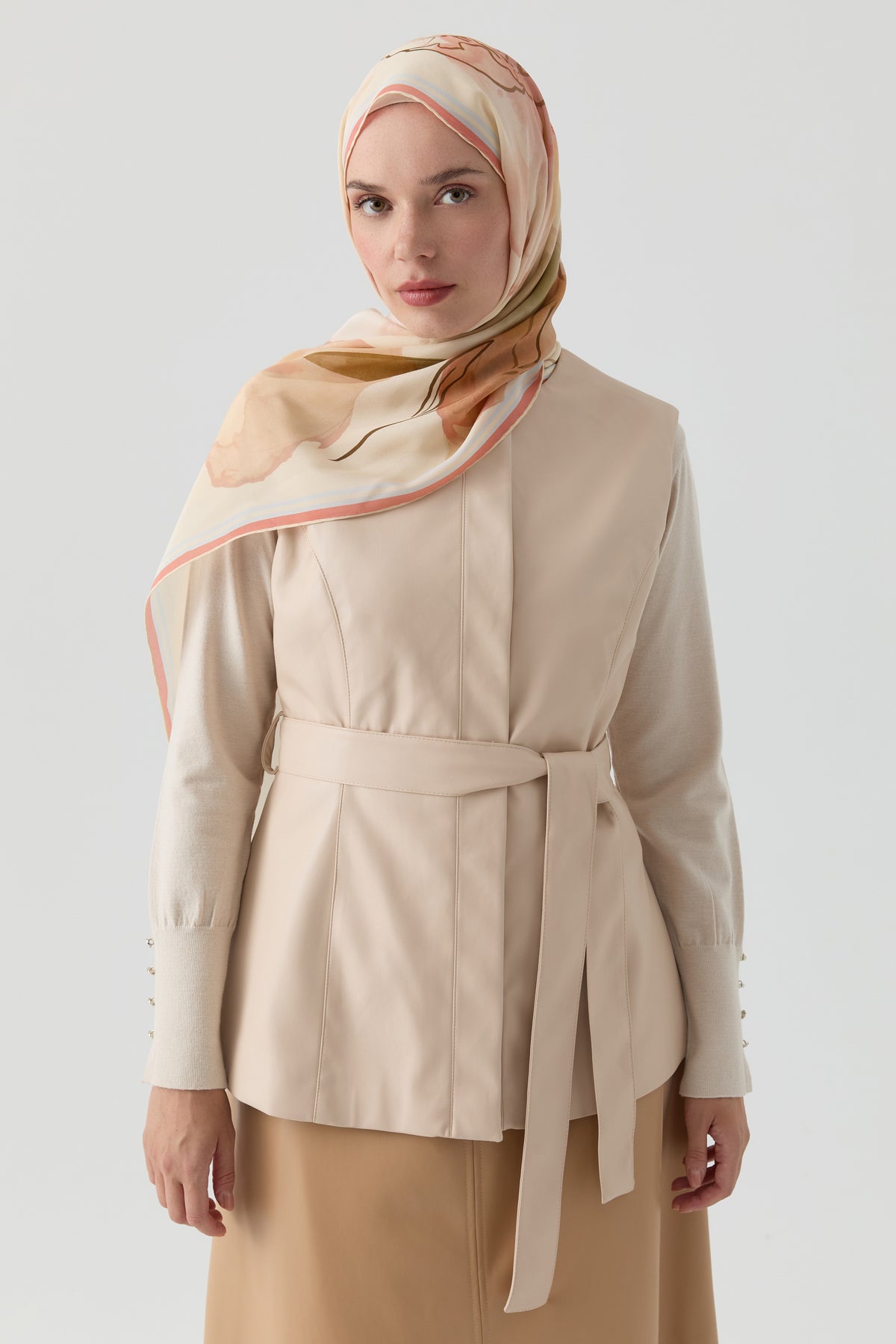 Faux Leather Vest - Beige