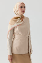 Suni Deri Yelek - Bej TUGBA