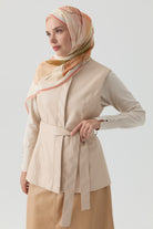 Suni Deri Yelek - Bej TUGBA