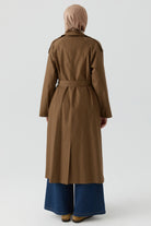 Apolet Detaylı Kruvaze Trençkot - Kahve TUGBA