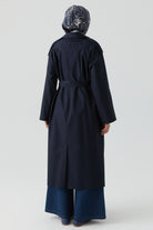 Apolet Detaylı Kruvaze Trençkot - Lacivert TUGBA