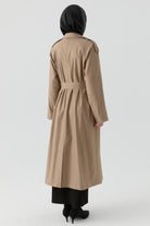 Apolet Detaylı Kruvaze Trençkot - Vizon TUGBA