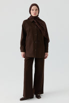 Kanvas Pantolon - Kahve TUGBA