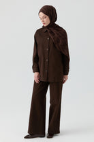 Nakışlı Kanvas Ceket - Kahve TUGBA