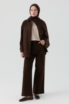 Kanvas Pantolon - Kahve TUGBA