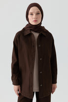 Nakışlı Kanvas Ceket - Kahve TUGBA