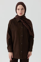 Nakışlı Kanvas Ceket - Kahve TUGBA