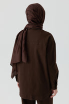 Nakışlı Kanvas Ceket - Kahve TUGBA