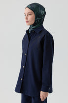 Nakışlı Kanvas Ceket - Lacivert TUGBA