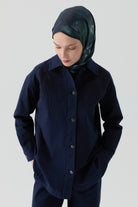 Nakışlı Kanvas Ceket - Lacivert TUGBA