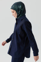 Nakışlı Kanvas Ceket - Lacivert TUGBA