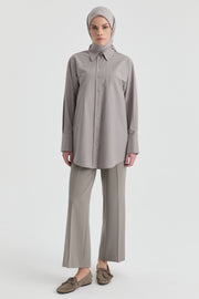 Beli Lastikli Culotte Pantolon - Gri TUGBA