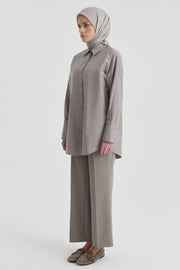 Beli Lastikli Culotte Pantolon - Gri TUGBA