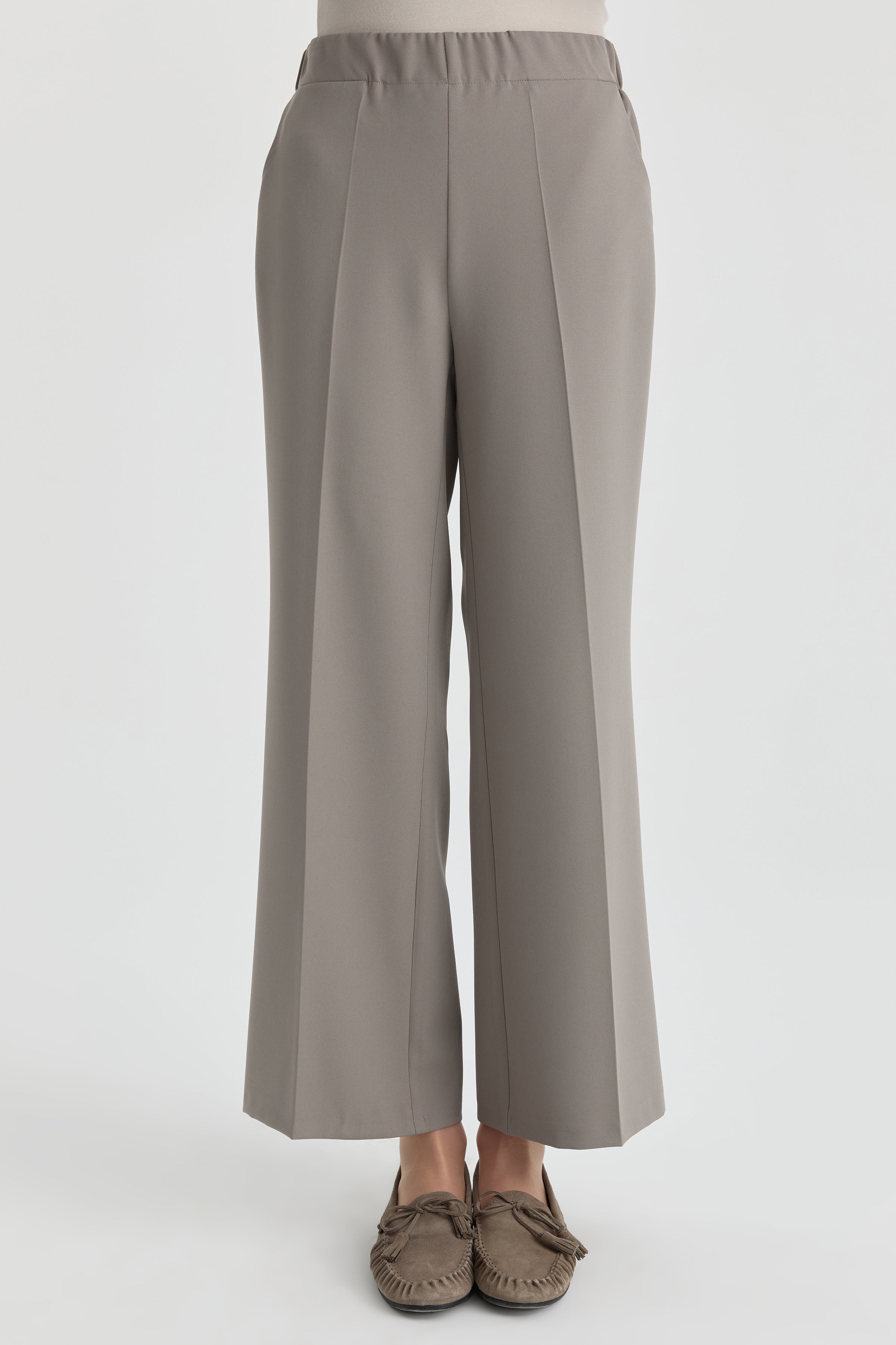 Beli Lastikli Culotte Pantolon - Gri TUGBA