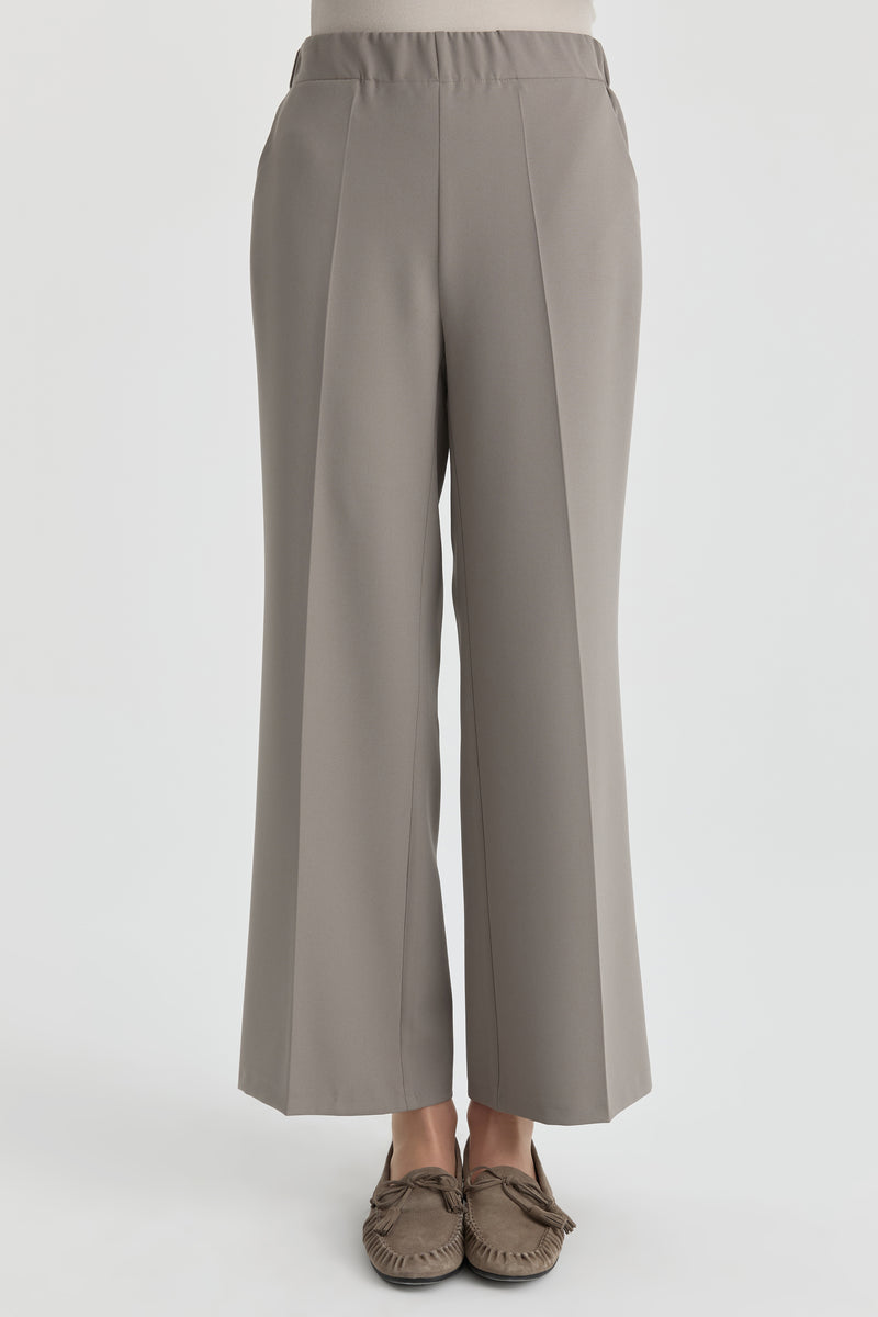 Beli Lastikli Culotte Pantolon - Gri TUGBA