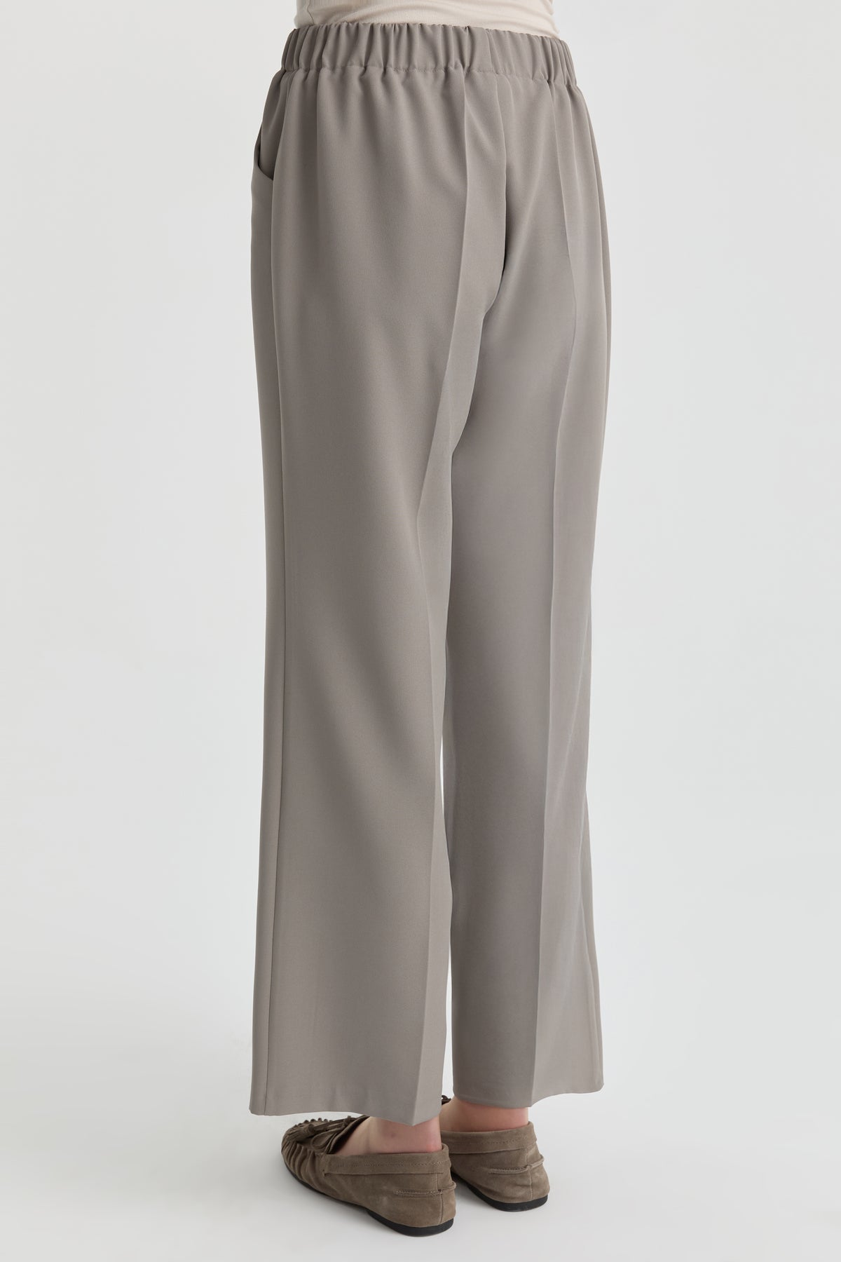 Beli Lastikli Culotte Pantolon - Gri TUGBA