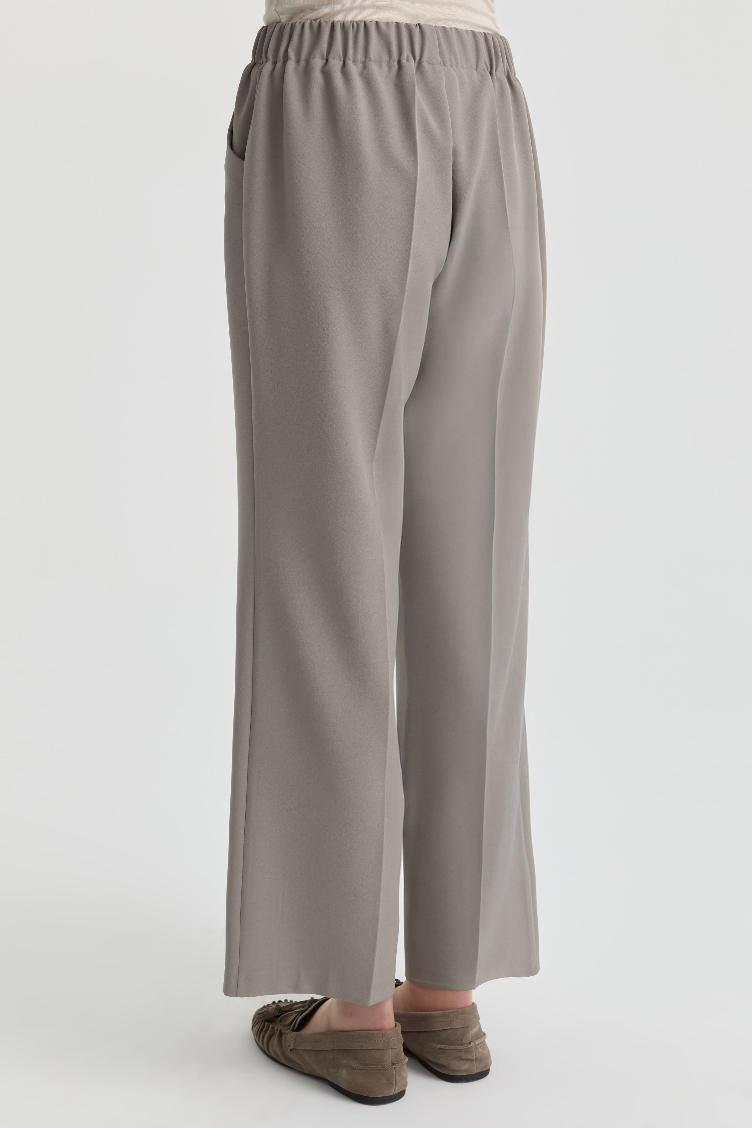 Beli Lastikli Culotte Pantolon - Gri TUGBA