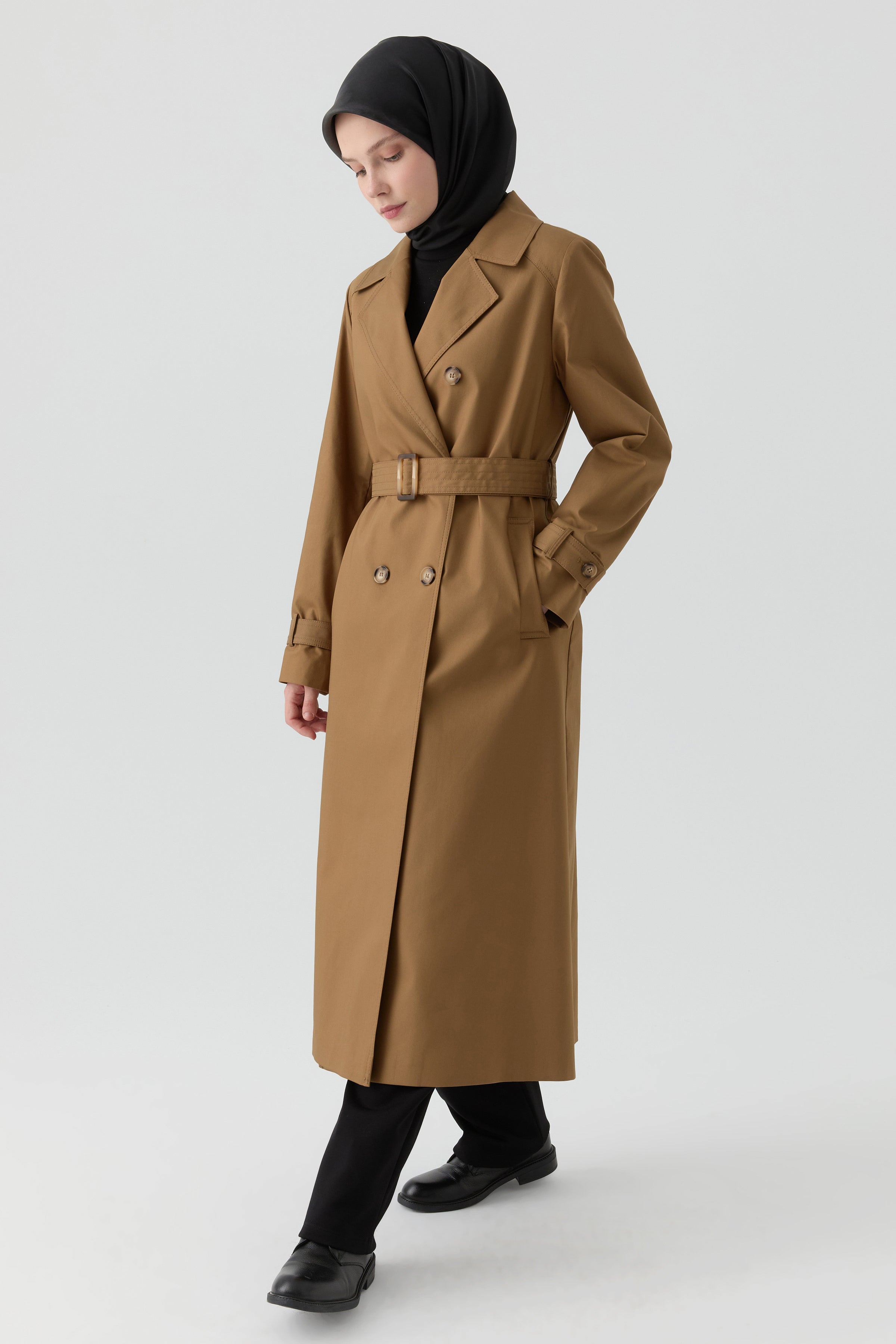 Rüzgarlık Detaylı Kruvaze Trençkot - Olive TUGBA