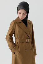 Rüzgarlık Detaylı Kruvaze Trençkot - Olive TUGBA