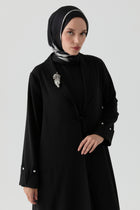 Broşlu Abaya - Siyah TUGBA