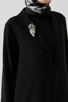 Broşlu Abaya - Siyah TUGBA