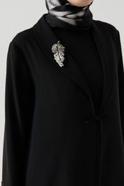 Broşlu Abaya - Siyah TUGBA