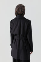 Kruvaze Trençkot - Siyah TUGBA