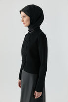 Çift Sıra Düğme Detaylı Hırka - Siyah TUGBA