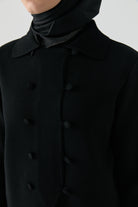 Çift Sıra Düğme Detaylı Hırka - Siyah TUGBA