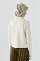 Çift Sıra Düğme Detaylı Hırka - Ekru TUGBA