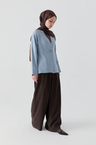 V Yaka Hırka - Açık Mavi TUGBA