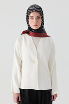 V Yaka Hırka - Ekru TUGBA