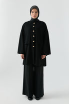 Gold Düğme Detaylı Hırka - Siyah TUGBA