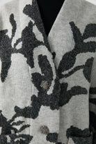 Çiçek Desenli Triko Hırka - Gri TUGBA