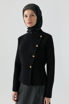 Asimetrik Hırka - Siyah TUGBA