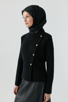 Asimetrik Hırka - Siyah TUGBA