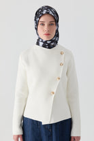 Asimetrik Hırka - Ekru TUGBA