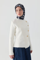 Asimetrik Hırka - Ekru TUGBA