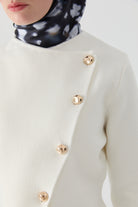 Asimetrik Hırka - Ekru TUGBA