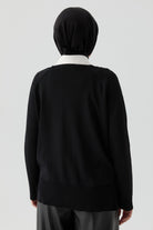 Düğmeli Hırka - Siyah TUGBA