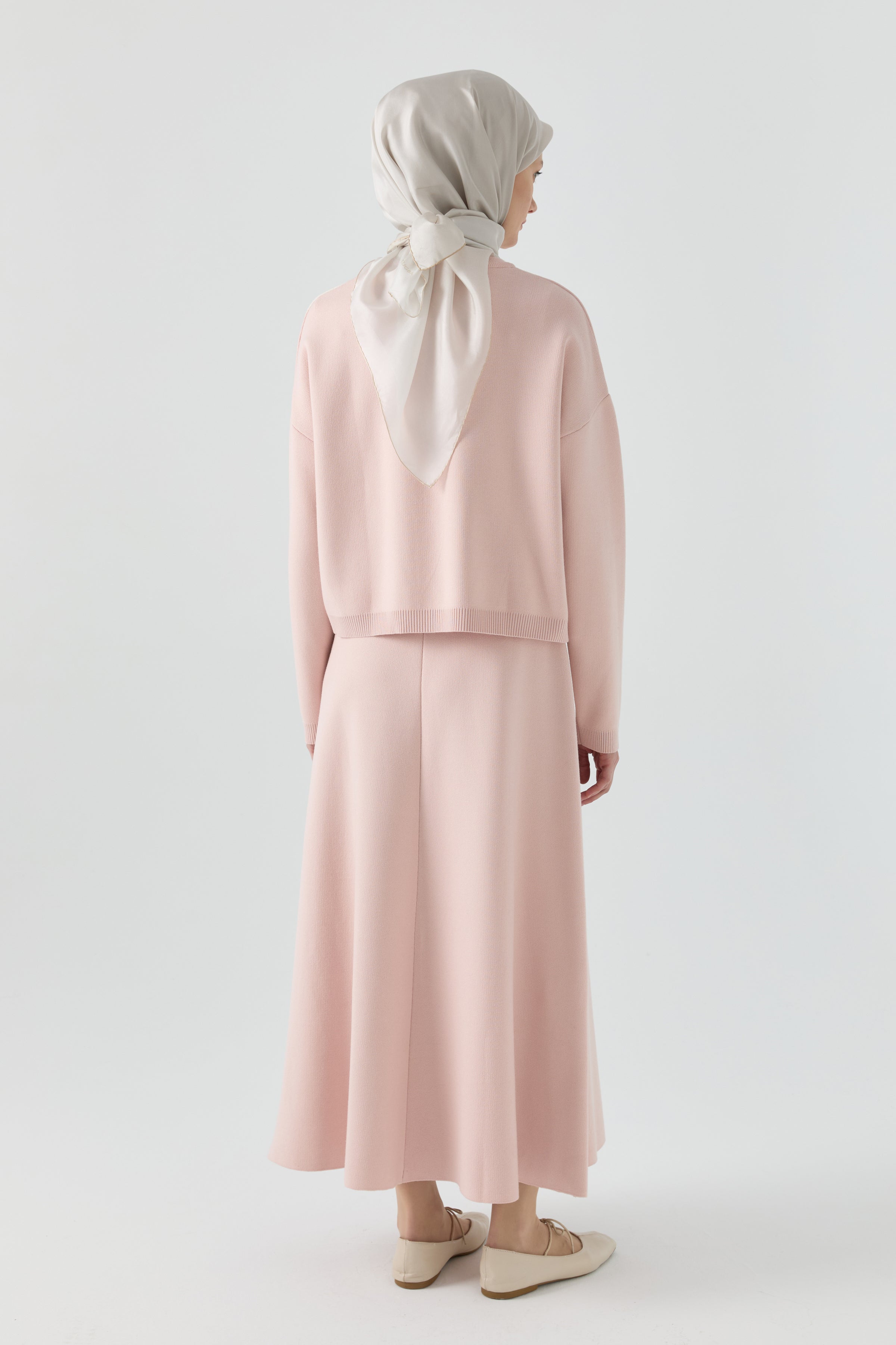 Çiçek Desenli Triko Takım - Pembe TUGBA