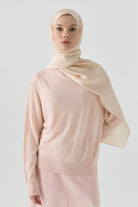 Yandan Düğmeli Kazak - Pudra TUGBA