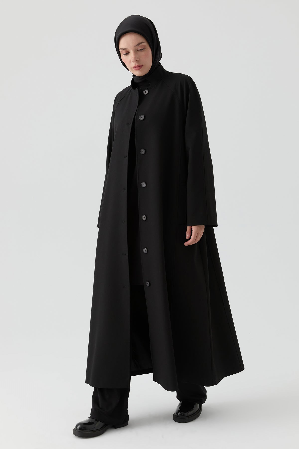 Abrigo con cuello mao - Negro