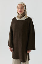 Bisiklet Yaka Tunik - Kahve TUGBA