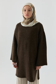 Bisiklet Yaka Tunik - Kahve TUGBA