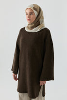 Bisiklet Yaka Tunik - Kahve TUGBA