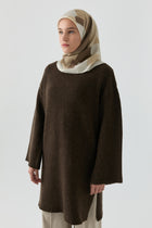 Bisiklet Yaka Tunik - Kahve TUGBA