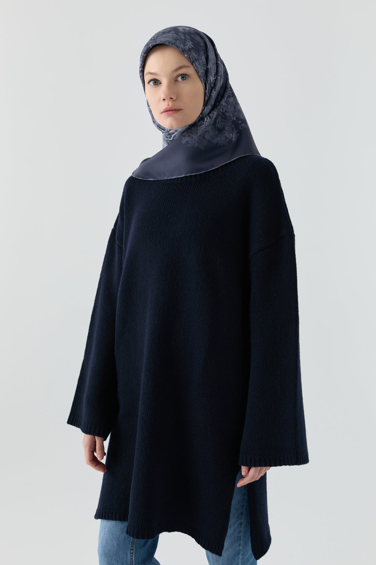 Bisiklet Yaka Tunik - Lacivert TUGBA