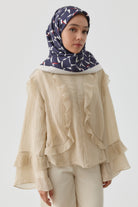 Mizan Twill İpek Eşarp - Lacivert TUGBA