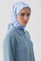 Mizan Twill İpek Eşarp - Açık Mavi TUGBA